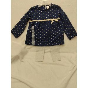 Carters 2 piece Heart pattern dress with Leggings